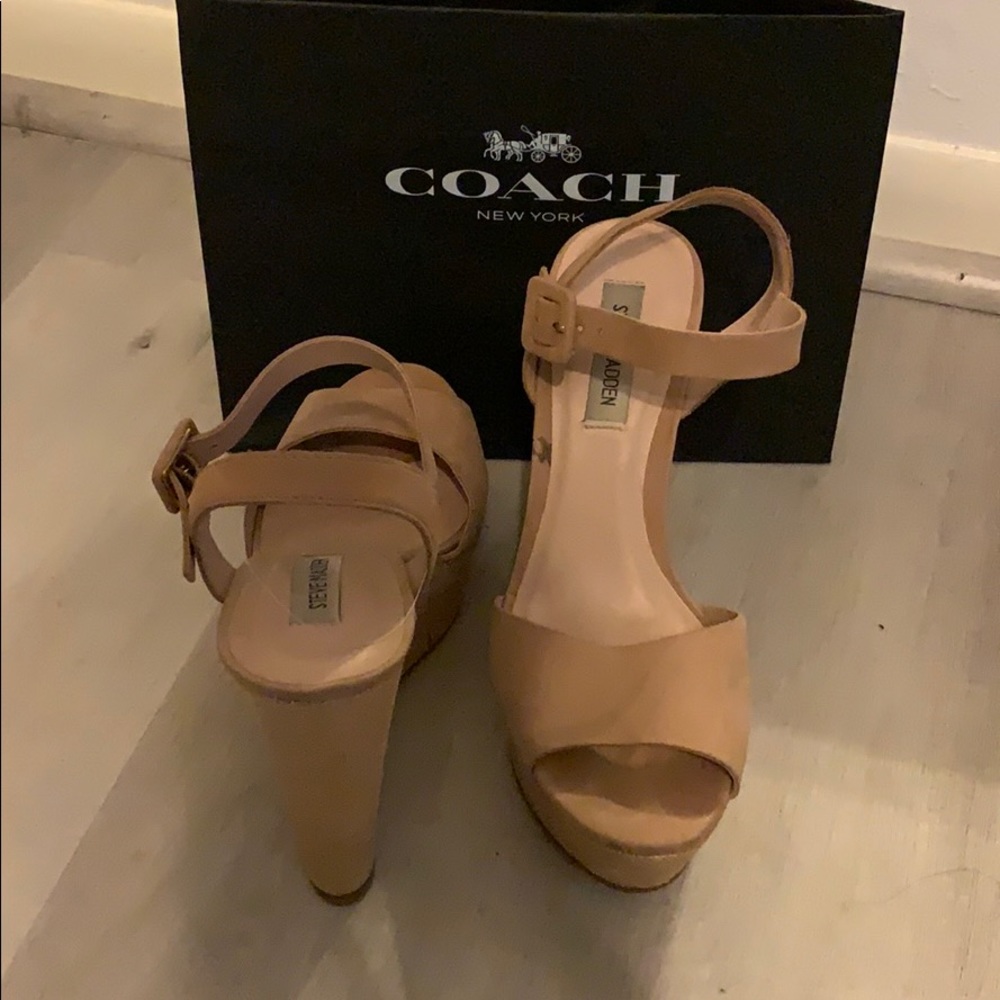 Steve Madden Nude Suede Platform Heels